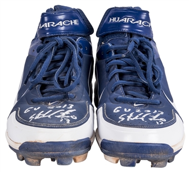 2013 Starlin Castro Game Used, Signed & Inscribed Nike Huarache Cleats (Beckett)